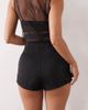 Noughts & Kisses Noughts & Kisses Blanca bonded satin high waisted shorts in black - 4