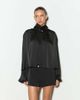 Noughts & Kisses Noughts & Kisses Celeste satin funnel neck drape detail top in black - 1
