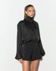 Noughts & Kisses Noughts & Kisses Celeste satin funnel neck drape detail top in black - 2
