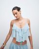Noughts & Kisses Noughts & Kisses chiffon extreme ruffle cropped cami top in soft blue - part of a set - 3