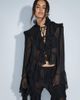 Noughts & Kisses Noughts & Kisses chiffon extreme ruffle tie front drape sleeve blouse in black - part of a set - 1