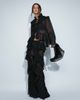 Noughts & Kisses Noughts & Kisses chiffon extreme ruffle tie front drape sleeve blouse in black - part of a set - 4
