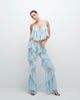 Noughts & Kisses Noughts & Kisses chiffon ruffle detailed wide leg pants in soft blue - part of a set - 1
