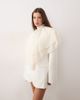 Noughts & Kisses Noughts & Kisses chiffon ruffle high neck poncho blouse in cream-Neutral - 1