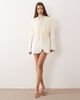 Noughts & Kisses Noughts & Kisses chiffon ruffle high neck poncho blouse in cream-Neutral - 2