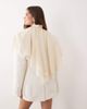 Noughts & Kisses Noughts & Kisses chiffon ruffle high neck poncho blouse in cream-Neutral - 3