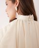 Noughts & Kisses Noughts & Kisses chiffon ruffle high neck poncho blouse in cream-Neutral - 4