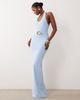 Noughts & Kisses Noughts & Kisses cotton blend soft touch halterneck silver hardware detail maxi dress in soft blue - 1