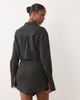 Noughts & Kisses Noughts & Kisses cotton rich button up asymmetric hem deep cuff mini shirt dress in black pinstripe - 2