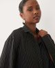 Noughts & Kisses Noughts & Kisses cotton rich button up asymmetric hem deep cuff mini shirt dress in black pinstripe - 4