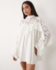 Noughts & Kisses Noughts & Kisses crochet lace high neck ruffle trim mini dress in white - 1