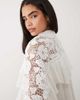 Noughts & Kisses Noughts & Kisses crochet lace high neck ruffle trim mini dress in white - 2