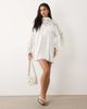 Noughts & Kisses Noughts & Kisses crochet lace high neck ruffle trim mini dress in white - 3