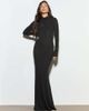 Noughts & Kisses Noughts & Kisses Daphne fine knit collared button up maxi dress in black - 1
