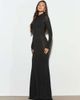 Noughts & Kisses Noughts & Kisses Daphne fine knit collared button up maxi dress in black - 2