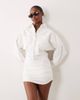 Noughts & Kisses Noughts & Kisses denim cinched waist mini dress in white - 1