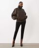 Noughts & Kisses Noughts & Kisses Eska faux leather funnel neck oversized moto jacket in chocolate-Brown - 2