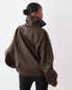 Noughts & Kisses Noughts & Kisses Eska faux leather funnel neck oversized moto jacket in chocolate-Brown - 4