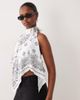 Noughts & Kisses Noughts & Kisses halterneck tie back handkerchief top in white bandana print - 2