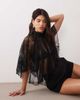 Noughts & Kisses Noughts & Kisses lace high neck cape detail top in black - 1