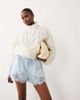 Noughts & Kisses Noughts & Kisses lace trim tie waist satin shorts in baby blue - 1
