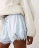Noughts & Kisses Noughts & Kisses lace trim tie waist satin shorts in baby blue - 3