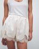 Noughts & Kisses Noughts & Kisses lace trim tie waist satin shorts in cream-Neutral - 3