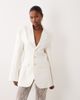 Noughts & Kisses Noughts & Kisses premium tailored cinched longline blazer in cream - part of a set-Neutral - 2