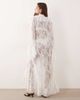 Noughts & Kisses Noughts & Kisses ruffle trim bell sleeve maxi length lace robe in white - 3