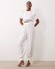 Noughts & Kisses Noughts & Kisses satin balloon leg tie detail pants in white - part of a set - 1