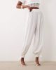 Noughts & Kisses Noughts & Kisses satin balloon leg tie detail pants in white - part of a set - 2