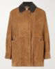 NOUR HAMMOUR Grange gathered leather-trimmed suede jacket - 1