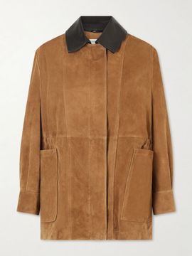NOUR HAMMOUR Grange gathered leather-trimmed suede jacket