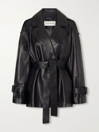 NOUR HAMMOUR Nera belted leather jacket