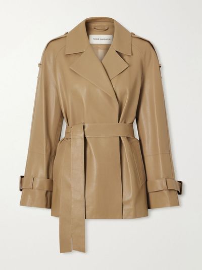 NOUR HAMMOUR Nera leather cropped jacket