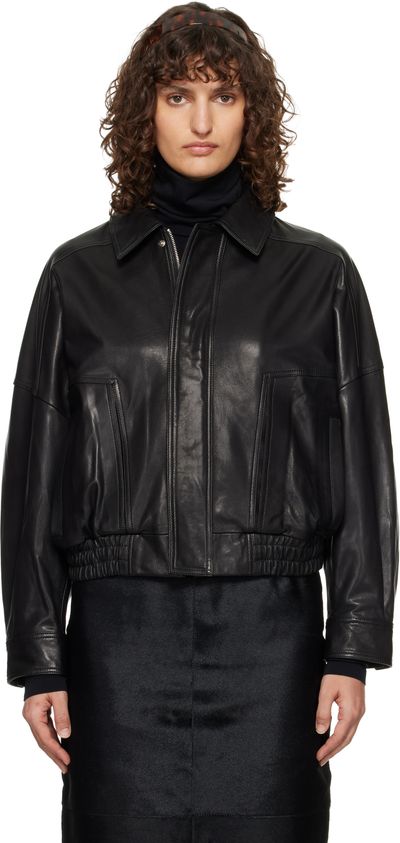 Nour Hammour Nour Hammour Black Dalma Relaxed Leather Jacket