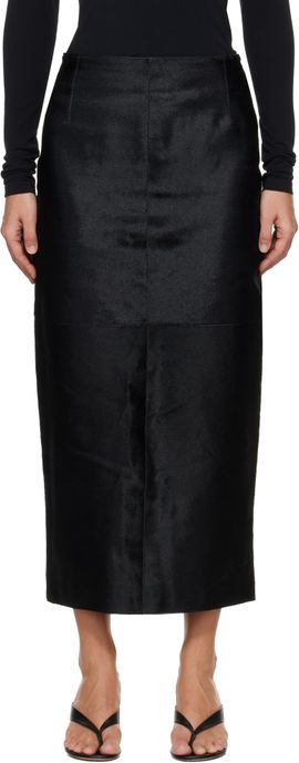Nour Hammour Nour Hammour Black Elisse Long Pencil Ponyhair Skirt