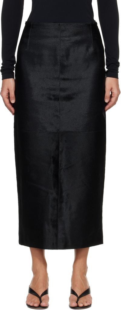 Nour Hammour Nour Hammour Black Elisse Long Pencil Ponyhair Skirt