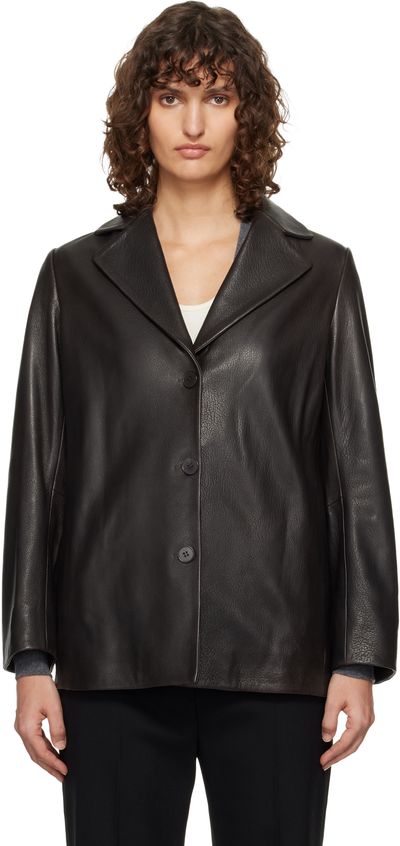 Nour Hammour Nour Hammour Black Opus Relaxed Leather Blazer