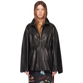 Nour Hammour Nour Hammour Black Passage Funnelneck Leather Jacket