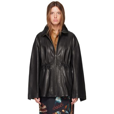 Nour Hammour Nour Hammour Black Passage Funnelneck Leather Jacket