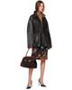 Nour Hammour Nour Hammour Black Passage Funnelneck Leather Jacket - 4