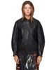 Nour Hammour Nour Hammour Black Rafe Sculptural Leather Bomber Jacket - 1