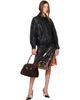 Nour Hammour Nour Hammour Black Rafe Sculptural Leather Bomber Jacket - 4