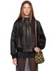 Nour Hammour Nour Hammour Black Rios Leather Bomber Jacket - 1