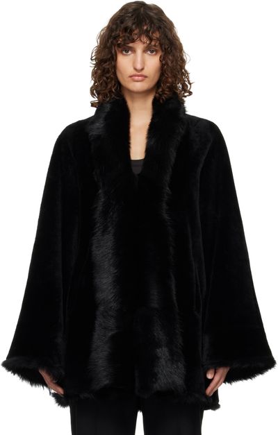 Nour Hammour Nour Hammour Black Sima Midi Shearling Coat