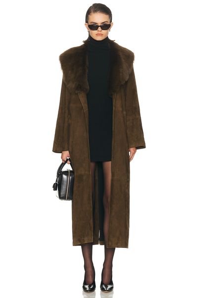 NOUR HAMMOUR NOUR HAMMOUR Briona Luxurious Suede Coat