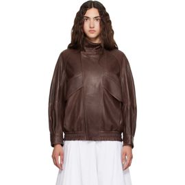 Nour Hammour Nour Hammour Brown Ariste Leather Bomber Jacket