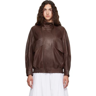 Nour Hammour Nour Hammour Brown Ariste Leather Bomber Jacket