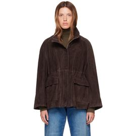 Nour Hammour Nour Hammour Brown Quai Funnel Leather Jacket